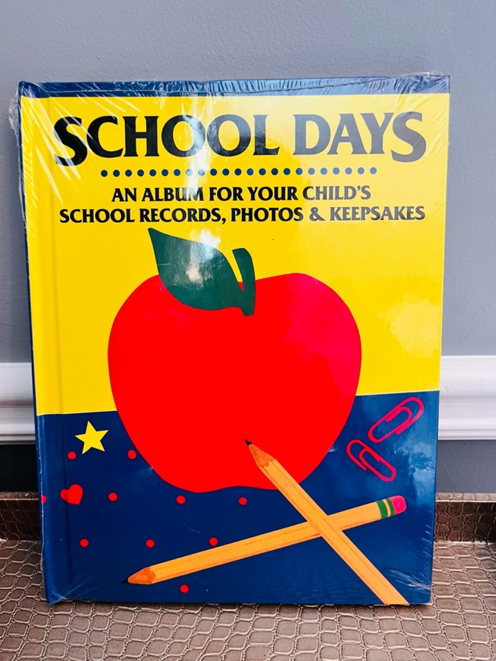 School Days Keepsake Album - Yellow & Blue w/Red Apple (New & Sealed in Plastic) - Picture 3 of 8